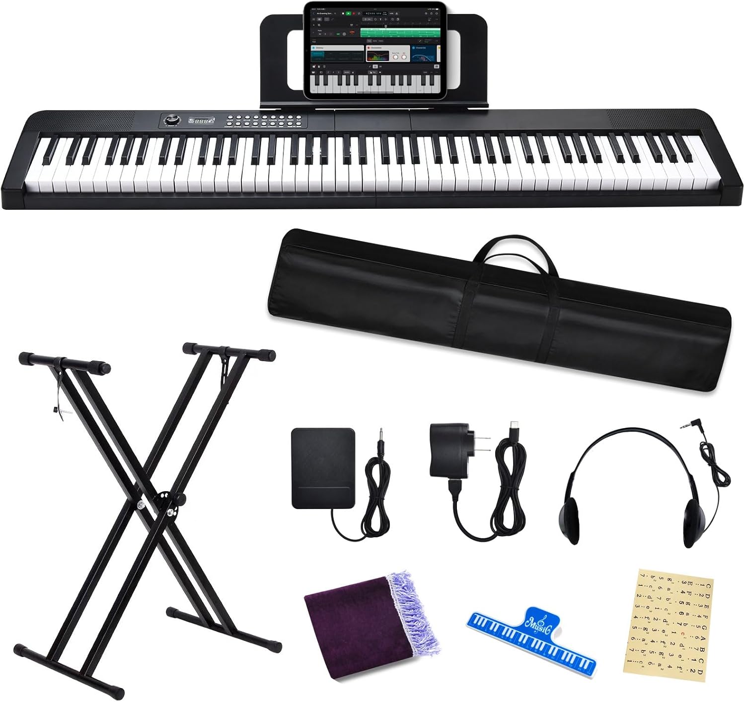 Piano Sustain Pedal - 88-Key Digital Piano Keyboard with Semi-Weighted