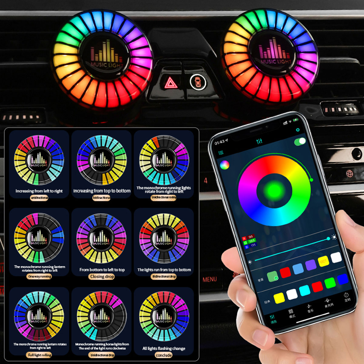 Car Music Rhythm Lamp Car Air  - Audio Music Light reseña y precio