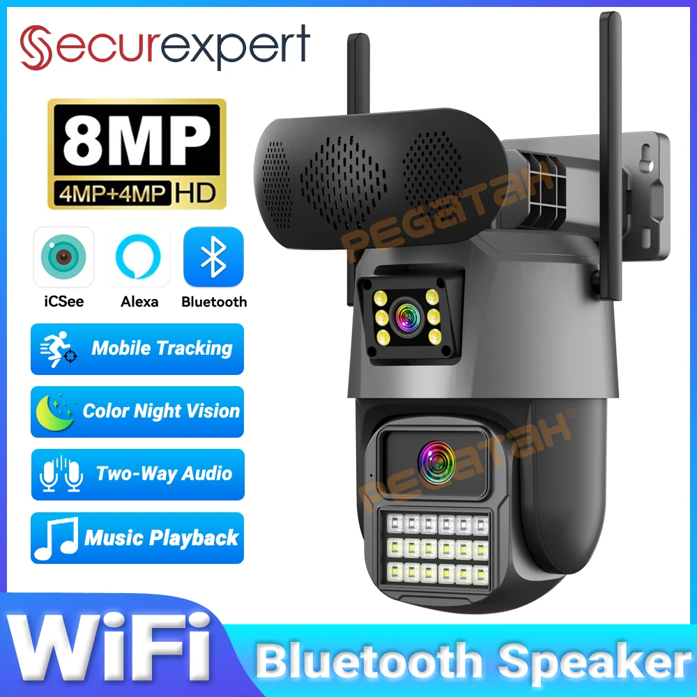 8MP Outdoor Security Camera wi - Audiovision Music Player reseña y precio