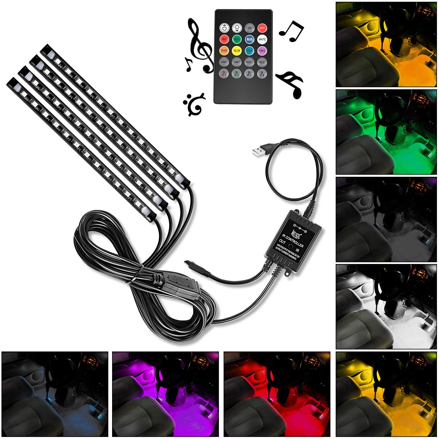 4PCS USB Interior Lights Multi - Audio Music Light reseña y precio
