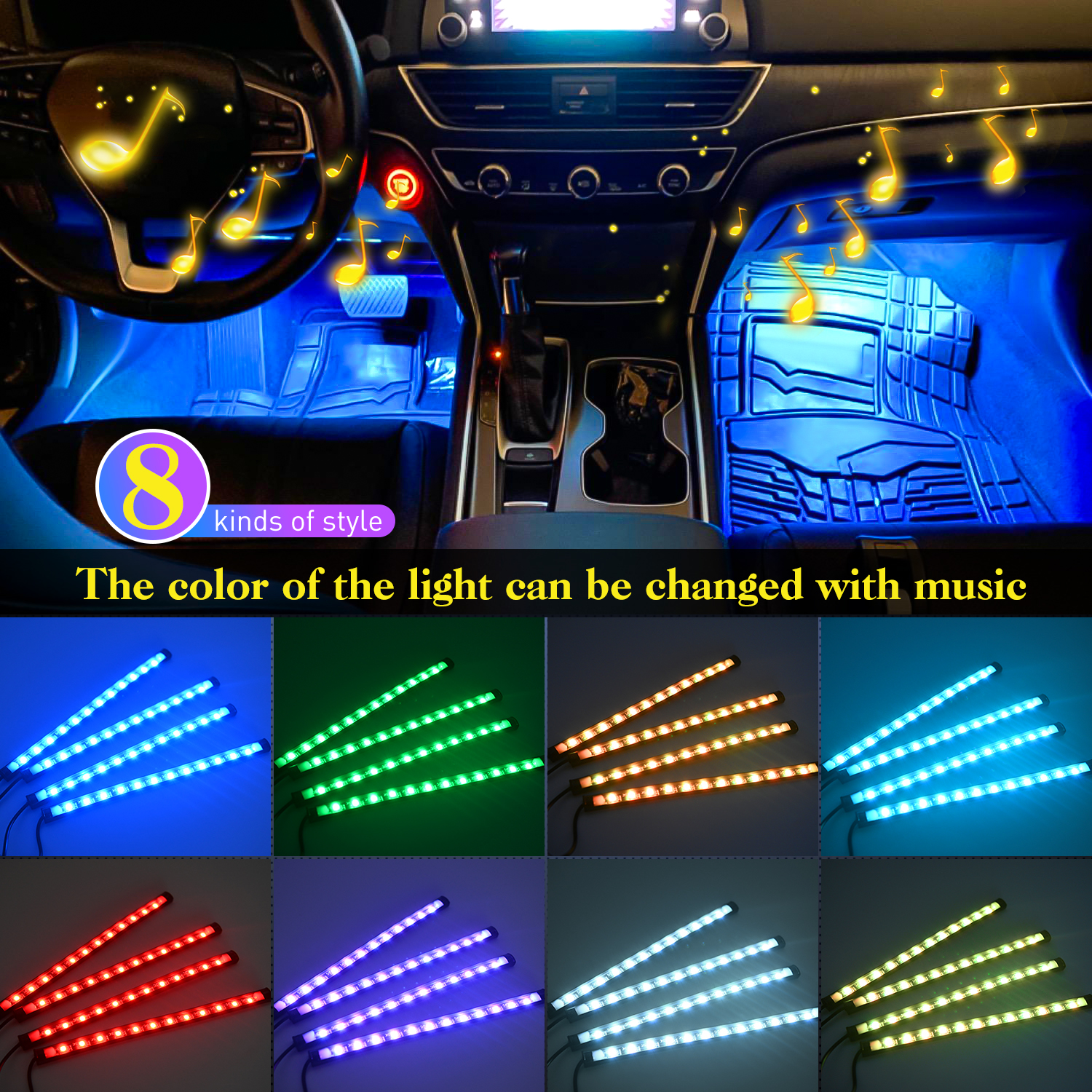 4PCS USB Interior Lights Multi - Audio Music Light reseña y precio