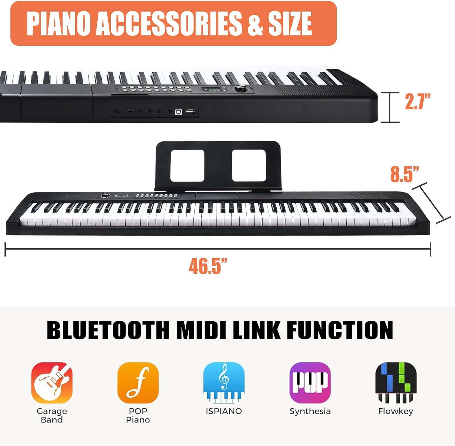 88-Key Digital Piano Keyboard  - Piano Sustain Pedal reseña y precio