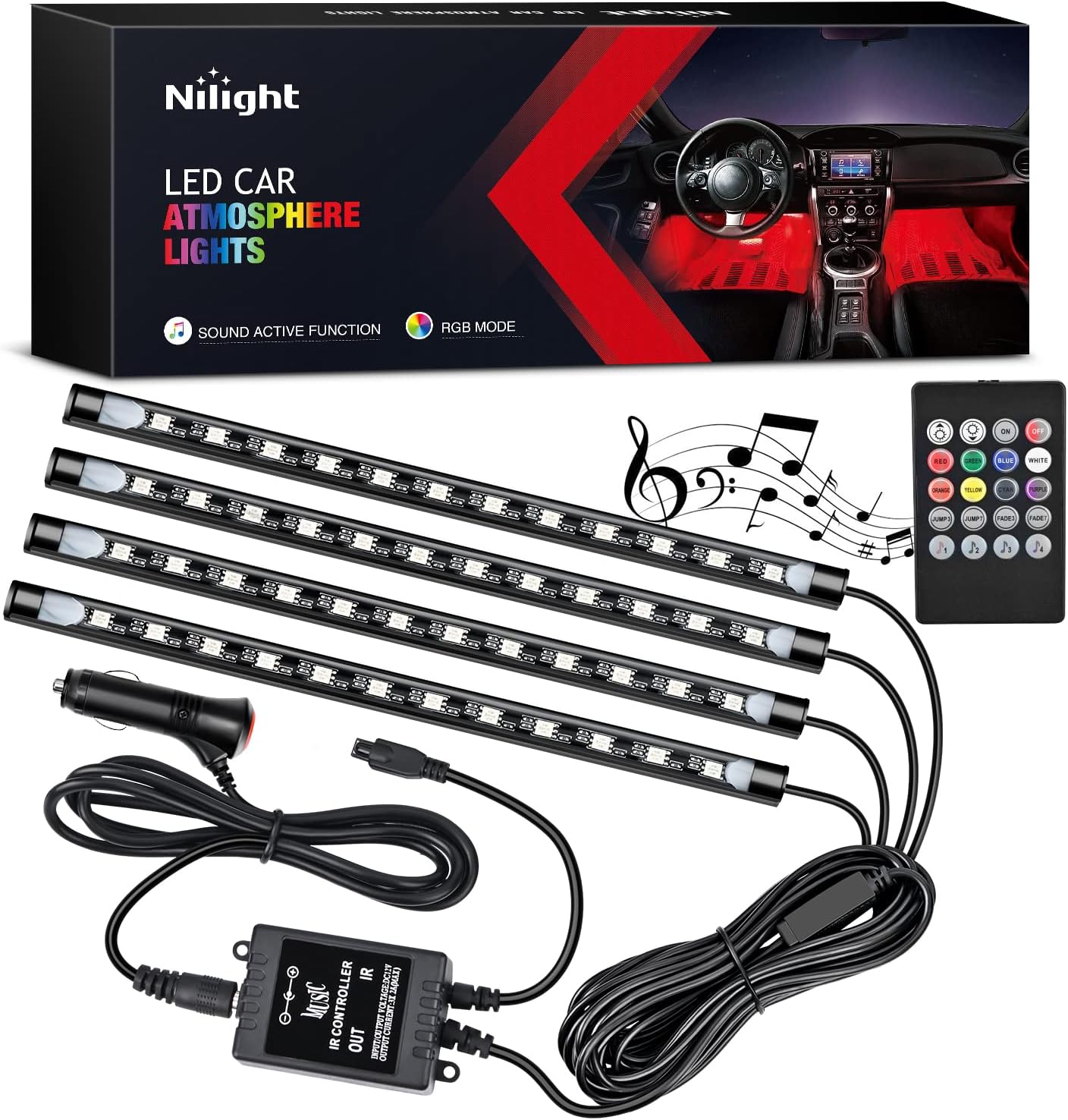 Nilight - TR-06 4PCS 48 LED In - Audio Music Light reseña y precio