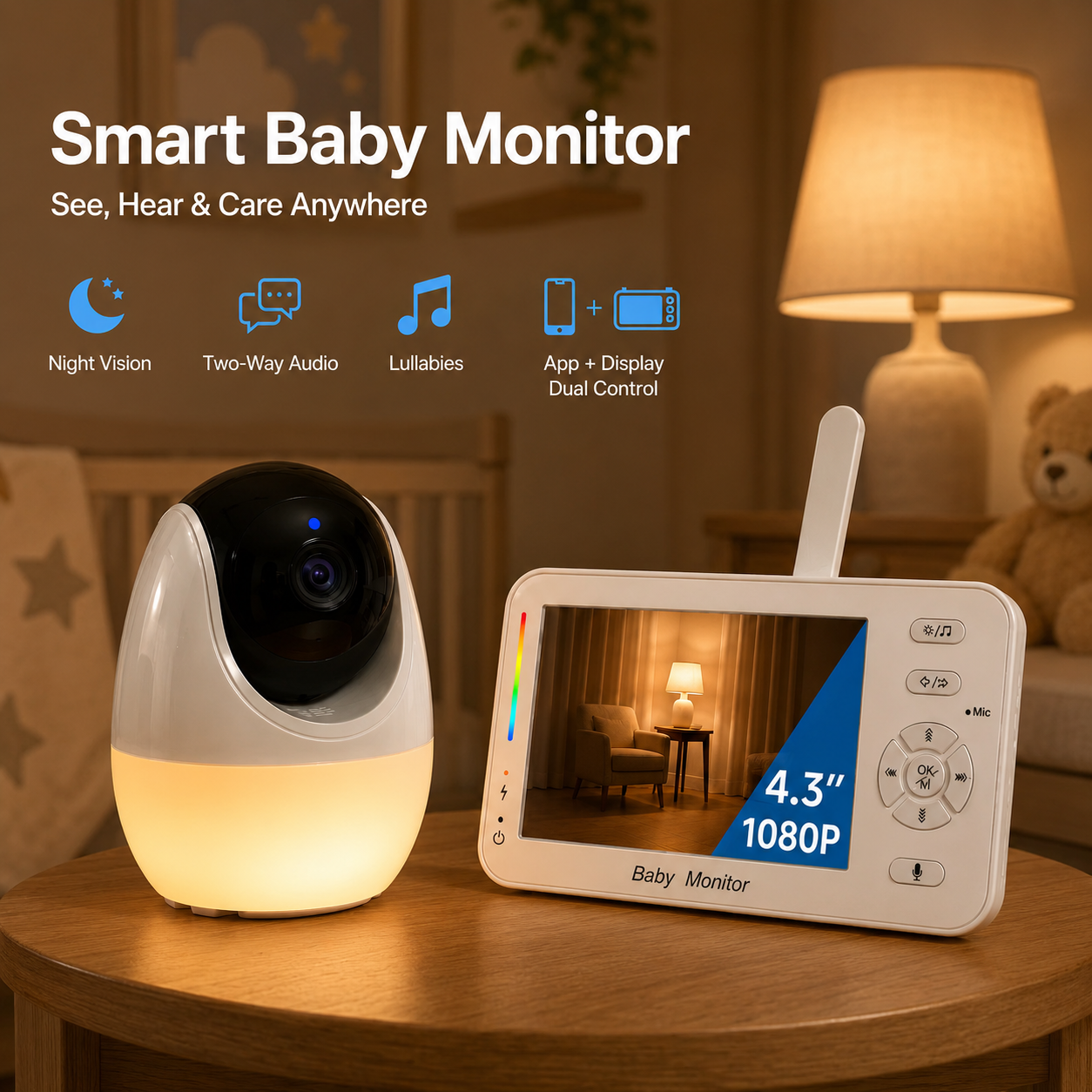 Smart Baby Monitor with Night  - Audio Music Light reseña y precio