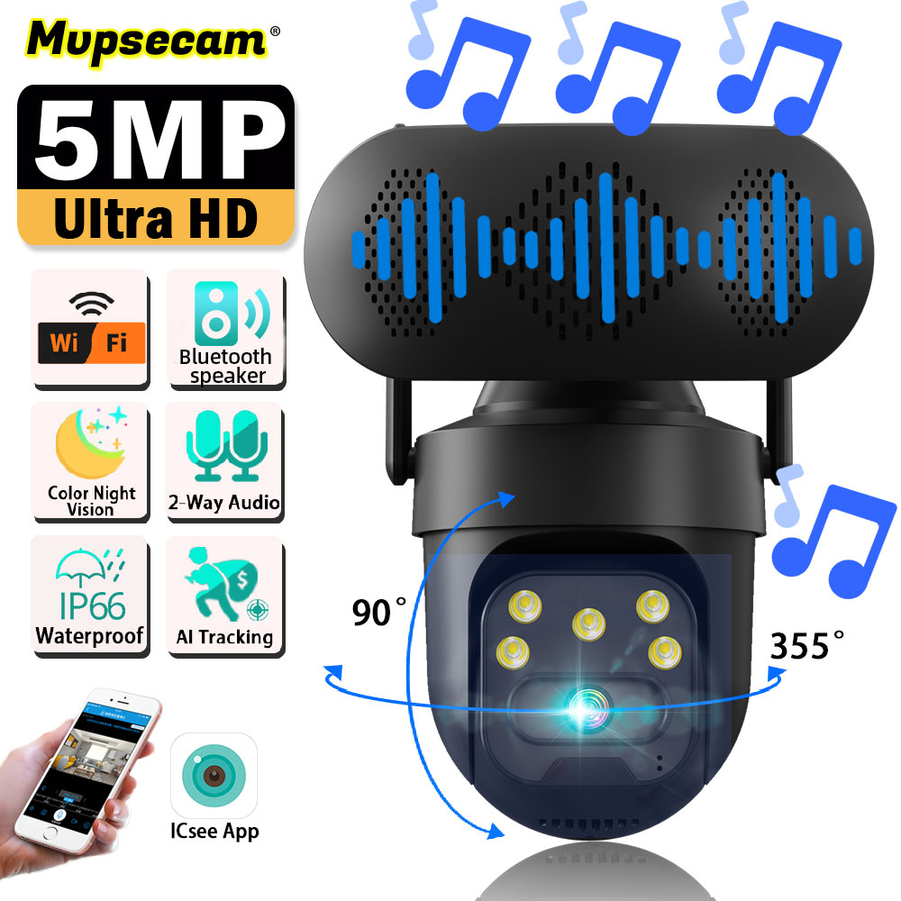 ICSEE 5MP WiFi PTZ IP Camera w - Audiovision Music Player reseña y precio